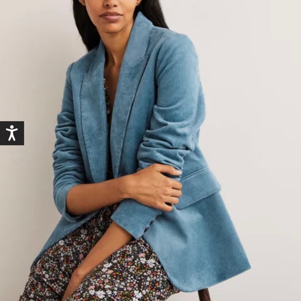 Brand New With Tags BNWT Boden Fitted Corduroy Blazer in mid blue